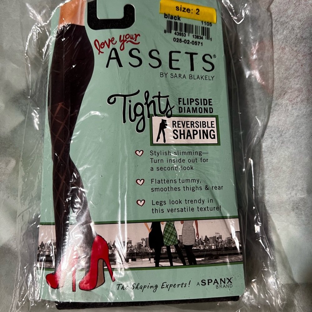 ASSETS by Sara Blakely Black Spanx Flipside Diamond Tights